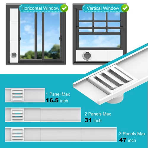 Vista 3 de Kit de ventilación de ventana, puerto de ventilación universal para conductos de 3 y 4 pulgadas, kit de sellado de ventana ajustable con cubierta