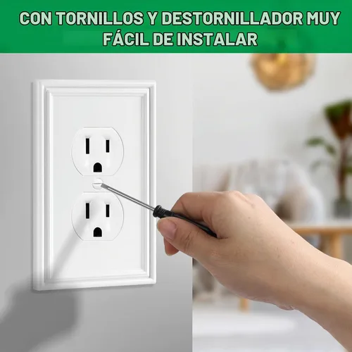 Vista 6 de Cubiertas blancas para enchufes de pared, placa decorativa moderna para interruptor de luz, cubierta de enchufe, placas de interruptor, cubierta