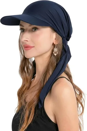 Vista 22 de ZLYC Gorro de quimioterapia para mujer, visera para la cabeza, bufanda preatada, gorra ligera de calavera Blanco sólido