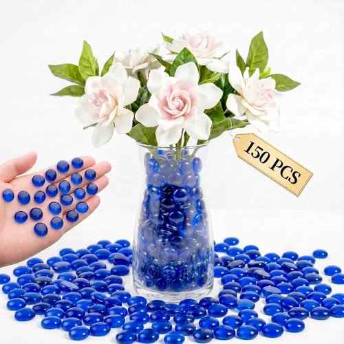 Vista 22 de Mini cuentas de vidrio para jarrones, 0.97 libras de relleno de jarrón decorativo, cuentas planas, gemas de vidrio para manualidades, piedras