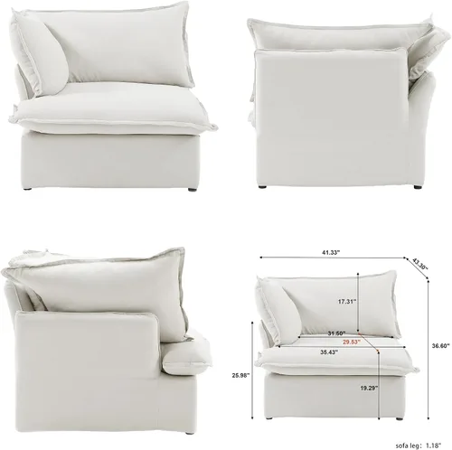 Vista 2 de Sofá modular modular de 122.82 pulgadas con cojín grueso, sofá minimalista de 3 plazas, sofá convertible de asiento profundo para sala de estar