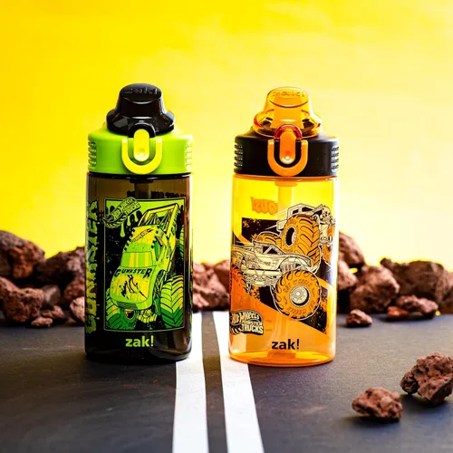 Vista 4 de Zak Designs Hot Wheels Sage - Botella de agua para niños, 16 onzas, a Hot Wheels (Monster Trucks) 2