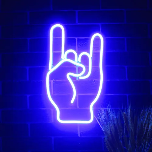 Vista 3 de AdvPro Rock On Hand Sign Flex Silicone LED Neon Sign - Azul - st16s32-fnu0067-b