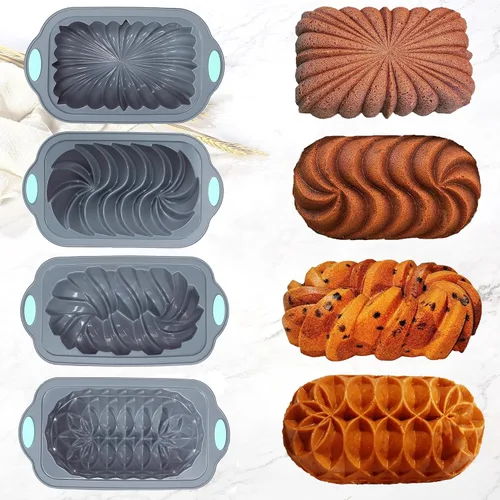 Vista 2 de Molde de silicona de 4 piezas para hornear pan, molde antiadherente para horno de cocina, perfecto para pan de plátano, pan de sándwich, pastel