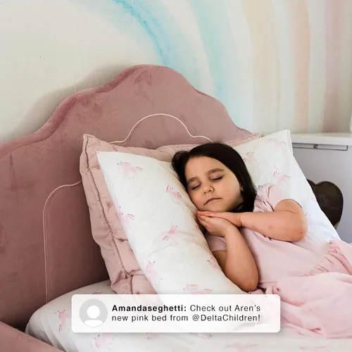 Vista 6 de Delta Children Cama individual tapizada, rosa Rosa rosado