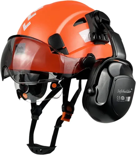 Vista 13 de SAFEBUILDER Casco de Seguridad Industrial con Visera Orejeras Casco Duro con Visera Cascos Duros Ventilados Trabajo de Construcción Protección