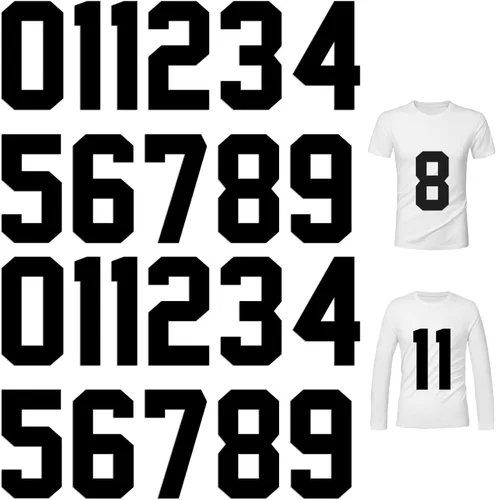 Vista 8 de 22 piezas de números de camiseta con números para planchar, número de transferencia de calor, números de jersey del 0 al 9 para uniforme