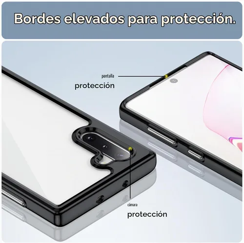 Vista 4 de Funda para Samsung Galaxy Note 10 [360 parachoques de goma completa y cubierta trasera transparente de PC] a prueba de golpes dura ultrafina funda