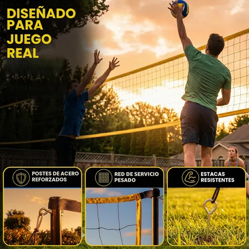 Vista 3 de Volleyball Net for Backyard, Regulation Size 32x3FT, Portable Outdoor