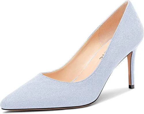 Vista 24 de Castamere Zapatos de tacón alto básicos para mujer, sin cordones, puntiagudos, tacón de aguja de 3.3 in charol leopardo beige
