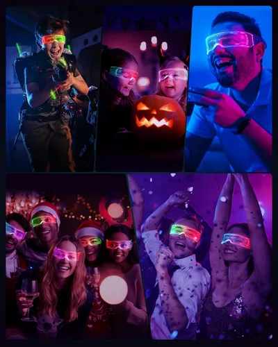 Vista 6 de JIMIMORO Gafas de sol Cyberpunk futuristas para rave, cosplay, fiesta, niños y adultos