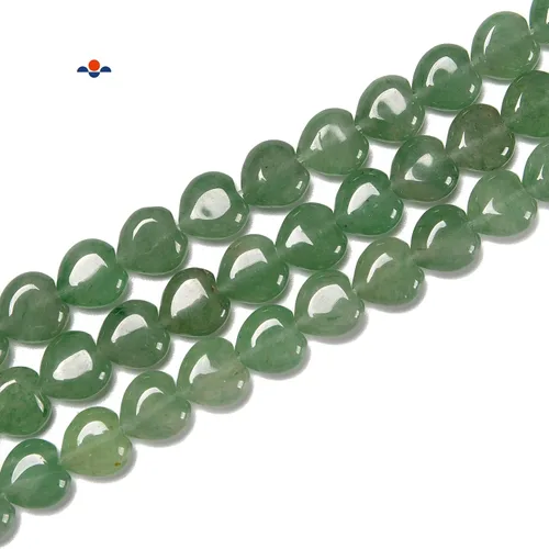 Vista 3 de JM Design Granos verdes de la forma del corazón de la aventurina tamaño 26.2 ft m 15.5" filamento para la fabricación de la joyería