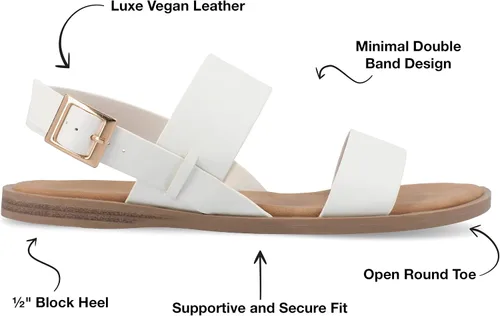 Vista 2 de Journee Collection Sandalias planas LaVine con múltiples correas para mujer, Blanco
