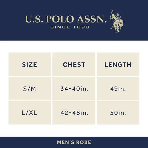 Vista 5 de U.S. Polo Assn. Bata de baño para hombre Bata de forro polar de felpa con cuello de chal