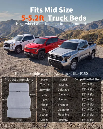 Vista 2 de Umbrauto Truck Bed Mattress for 5'-5.2'ft, Tocama Mid-Size Truck Mattress