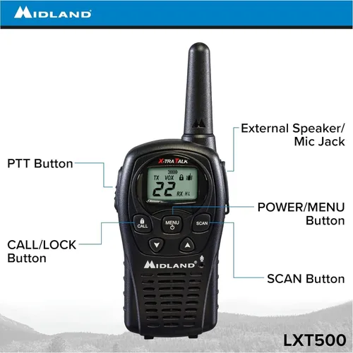 Vista 2 de Midland LXT500VP3 FRS Radios bidireccionales - Paquete de 4 paquetes con cargadores
