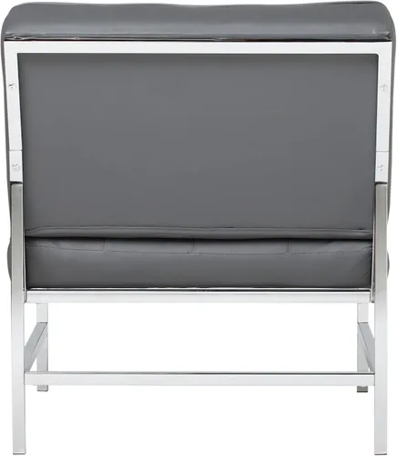 Vista 4 de Silla Ashlar Modern Accent en piel mezclada, cromo/gris