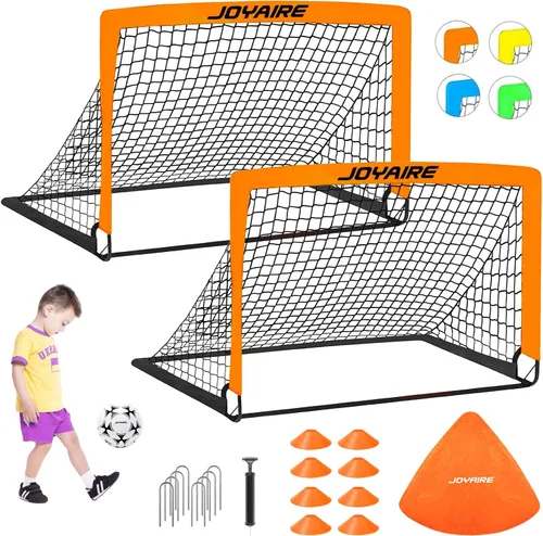 Vista 25 de Portería de fútbol para niños de nivel profesional en el patio trasero, red de fútbol de poliéster de 5 capas resistente a desgarros y postes de 10