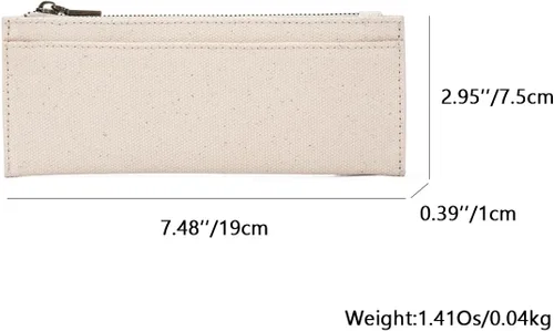 Vista 2 de Estuche de lona Cartuchera Para Ninas Almacenamiento Cosméticos Cremallera (Beige, Lienzo)