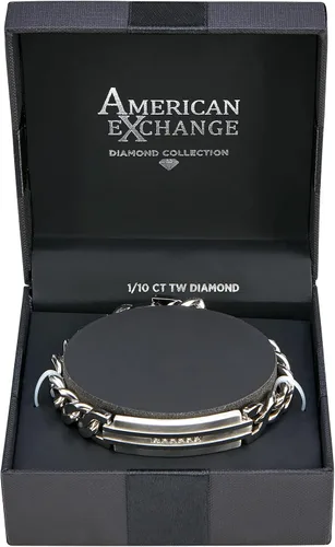 Vista 3 de American Exchange Pulsera de cadena de acero inoxidable con diamantes de 110 quilates para hombre