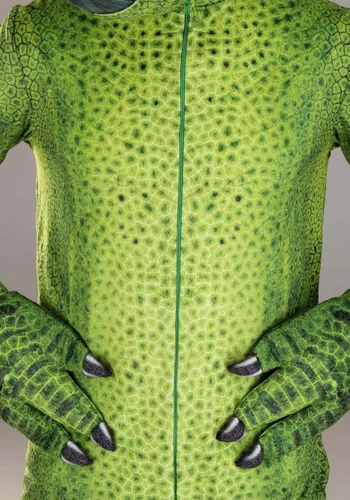 Vista 6 de Adult Parasaurolophus Dinosaur Halloween Costume, Cretaceous Dinosaur Jumpsuit with Tail