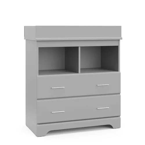 Vista 14 de Storkcraft Brookside Cómoda de 2 cajones con cambiador encima (negro) – Certificado Gold GREENGUARD, cómoda de cajones y cubos fácil de combinar