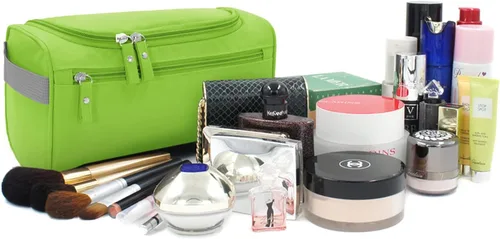 Vista 7 de Neceser de gran capacidad para mujeres y hombres, bolsa de aseo de capacidad media, Verde, M, Neceser para hombre