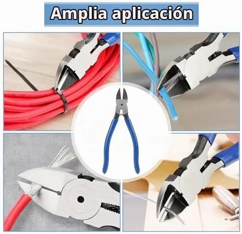 Vista 7 de TU-728 Cortadores de puerta empotrados - Alicates diagonales azules portátiles para varios cables