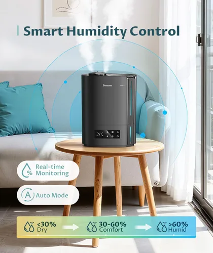 Vista 3 de BREEZOME - Humidificador de 6L, para dormitorio, habitación grande y difusor de aceite esencial, humidificador ultrasónico de llenado superior