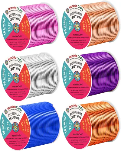 Vista 378 de Mandala Crafts - Alambre de aluminio anodizado de calibre 22 para hacer joyas - 137.2 m de alambre flexible surtido y coloreado - Doble para bonsái