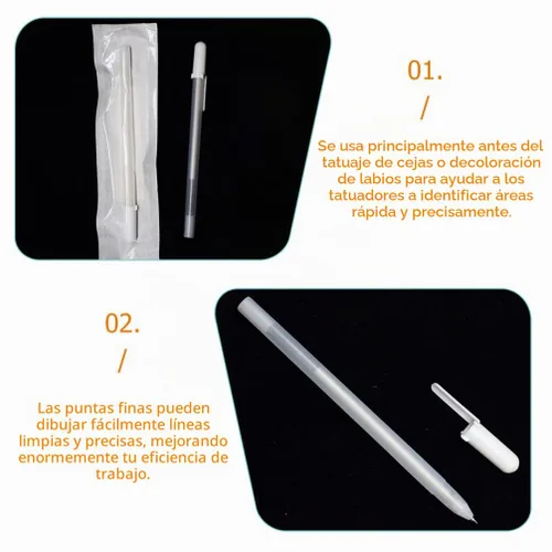 Vista 7 de minkissy 6 lápices de mapeo de cejas – Rotuladores de microblading blancos para maquillaje de piel, posición, mapeo de posición, herramientas