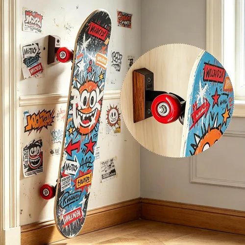 Vista 5 de Colgador de pared para guitarra, 2 piezas, gancho de madera de haya, soporte para guitarra Beech Wood