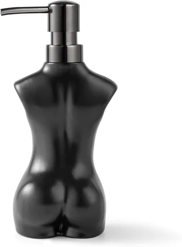Vista 6 de Dispensador de jabón de cerámica, dispensador de líquido de loción de manos, recargable para decoración de cocina y baño (negro)
