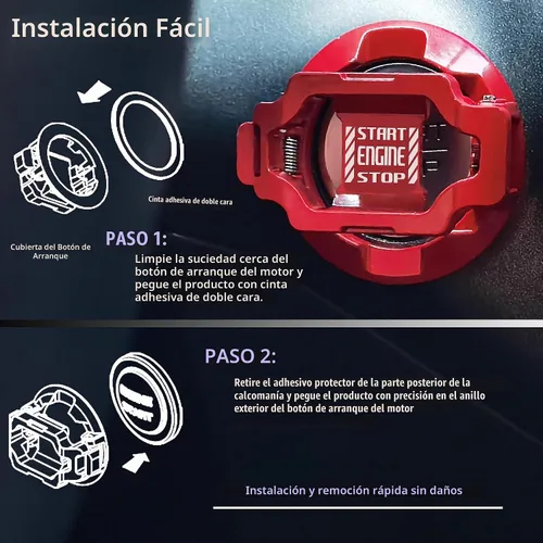 Vista 5 de Cubierta para botón de arranque a presión del motor del automóvil, cubierta para botón de arranque, cubierta de botón de encendido, protector