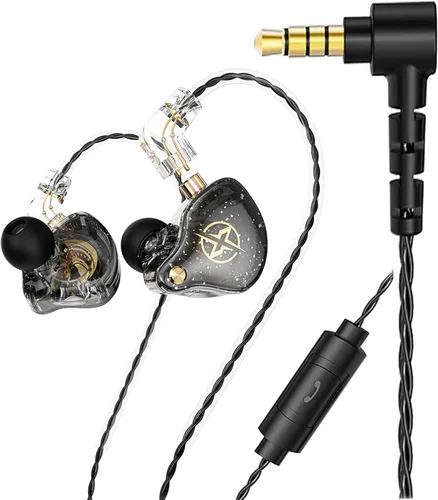 Vista 19 de FEDAI DX2 - Auriculares con monitor de oído, estéreo de alta fidelidad IEM, auriculares profesionales con aislamiento de ruido, auriculares Negro