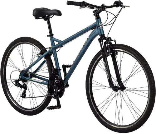 Vista 9 de Schwinn Network 1 Bicicleta híbrida, Bicicleta de 700c para hombres y mujeres, Bicicleta híbrida de 21 velocidades, marco de aluminio, horquilla