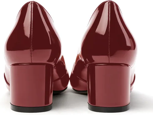 Vista 4 de MODENCOCO Zapatos de tacón bajo grueso para mujer, con puntera redonda, de 2 pulgadas