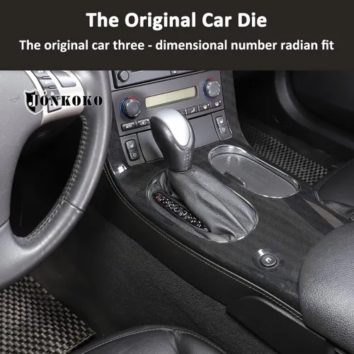 Vista 3 de Pegatinas de fibra de carbono suave para coche, indicador de cambio central para Chevrolet Corvette C6 2005-2013, calcomanías de ajuste de marco