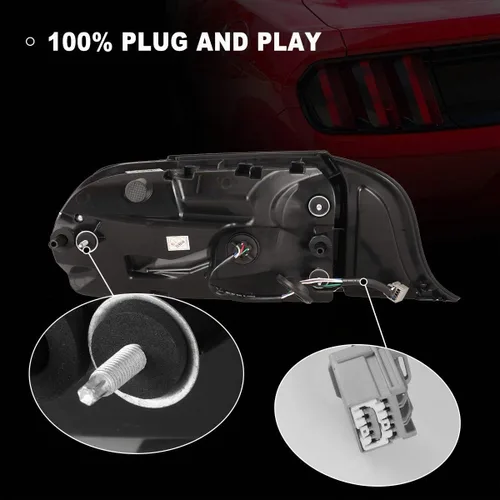 Vista 5 de Nixon Offroad Conjunto de luces traseras LED para Ford Mustang 2015-2023, estilo Euro, par de luces traseras LED Mustang con intermitentes