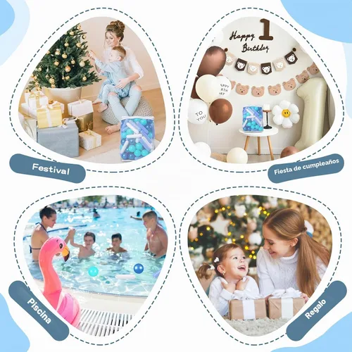 Vista 5 de Bolas para piscina de bolas STARBOLO para niños - Paquete de 150, 200, 500 bolas de piscina de bolas coloridas a prueba de aplastamiento de plástico