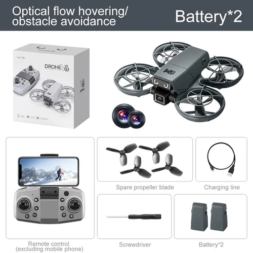 Vista 9 de Mini dron RC con cámara, hecho de material ABS duradero y con un diseño de hélice de protección completa para reducir eficazmente los riesgos