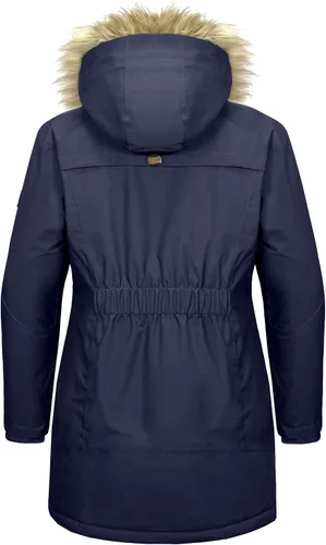 Vista 2 de Little Donkey Andy Chaqueta de esquí con capucha impermeable y aislante para mujer, chaqueta larga de montaña