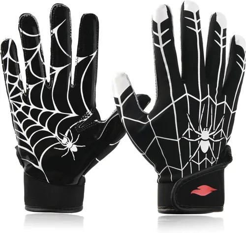 Vista 10 de Guantes de fútbol para niños, guantes de receptor ancho de silicona con agarre mejorado para jóvenes