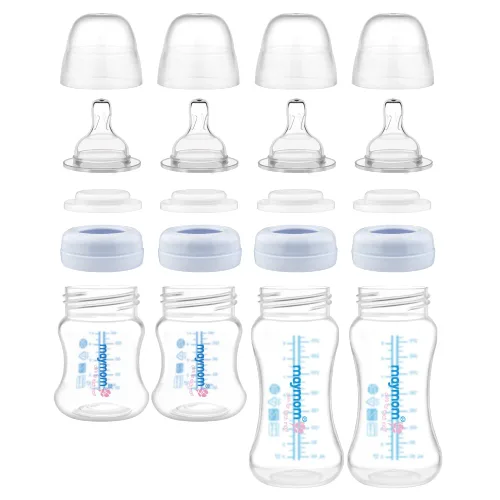 Vista 10 de Maymom Botella de recolección de leche de boca ancha con tapa de cúpula, parte superior de botella, disco SureSeal; compatible con botellas Spectra