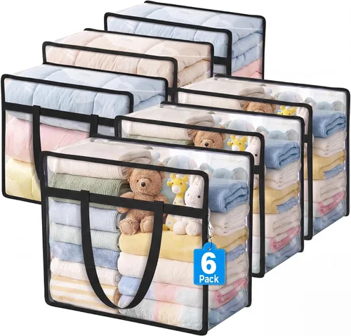Vista 7 de Bolsas de almacenamiento Budding Joy con cierre transparente para ropa, organizadores de armario de 40L y contenedores de almacenamiento, bolsa