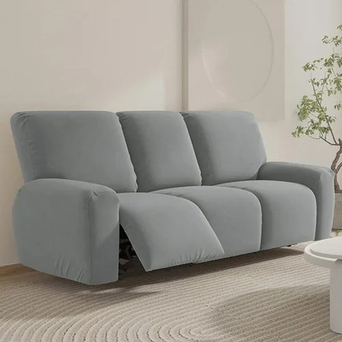 Vista 44 de vctops Fundas para sofá reclinable de 3 cuerpos, elásticas, de punto, suaves, lisas, antideslizantes, para sofá, protector de muebles con parte Café
