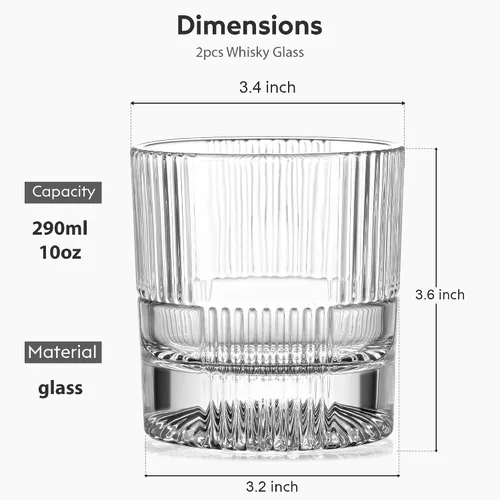Vista 7 de Lily's Home Juego de Vasos de Whisky de 2 - Vasos Old Fashioned de 10oz para Bourbon y Escocés Cristalería Premium con Base Pesada Regalo