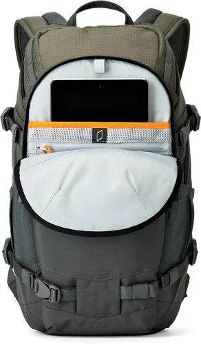Vista 5 de Lowepro LP37014-PWW, Flipside Trek BP 250 AW Mochila para cámara con sistema de suspensión ActiveZone, compartimento para tableta, gris/verde oscuro