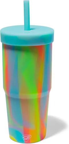 Vista 11 de Silipint: Vasos de silicona con pajita de 32 onzas: paquete de 2 vasos Moon Beam – Vaso irrompible reutilizable, flexible, sostenible
