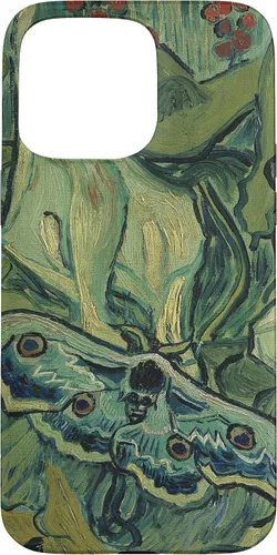 Vista 30 de iPhone 13 gran polilla pavo real de Vincent van Gogh, insecto en una caja de jardín